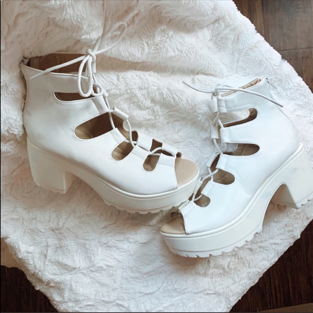 Nasty Gal white chunk heels